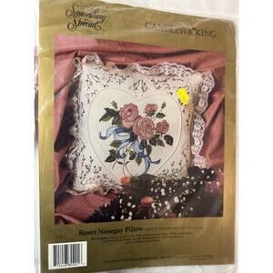 Vintage Something Special Roses Lace 14x14 Pillow Embroidery Kit 80201